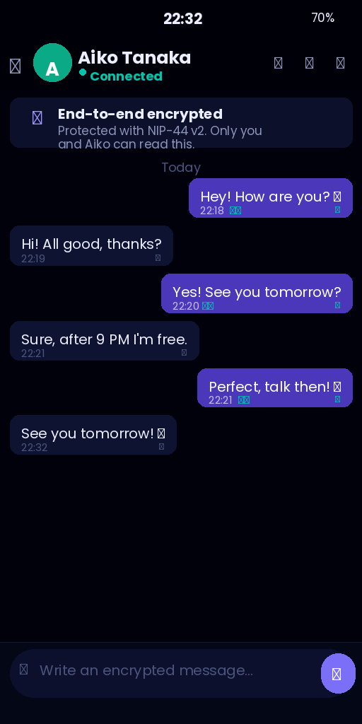 VaultChat encrypted chat screen