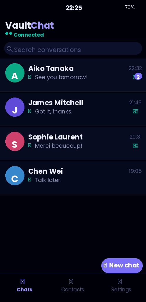 VaultChat conversation list